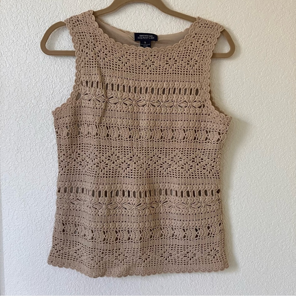 Jones New York Women's Brown Crochet Tank Top Small used good condition